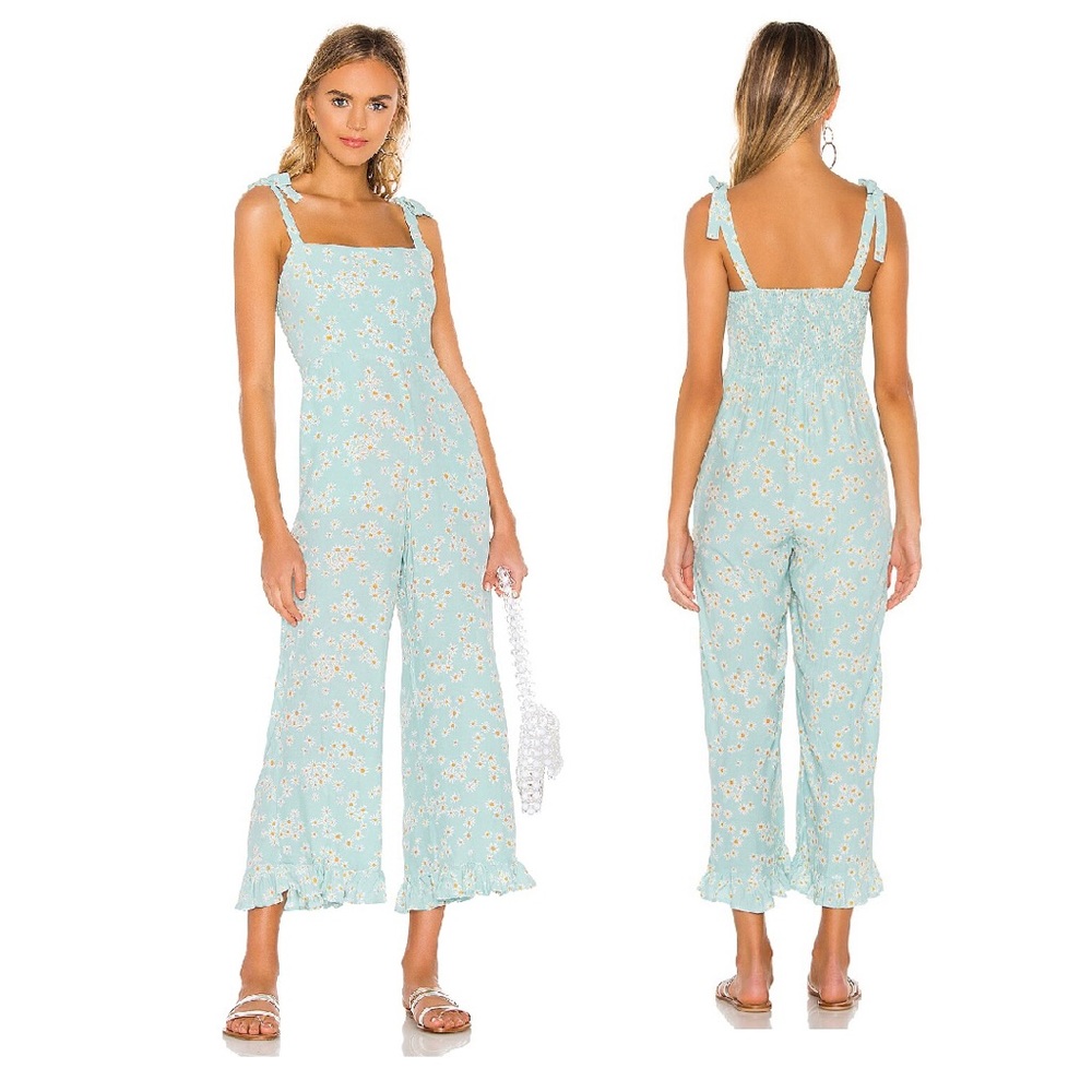 Faithfull the Brand Light Blue Floral Jumpsuit